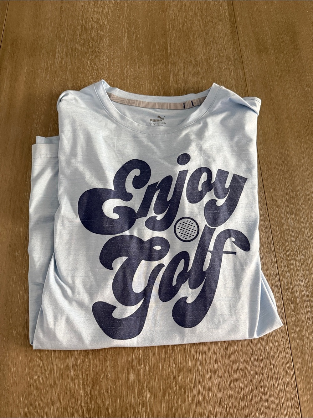 Puma Men’s Light Blue Tee with Navy 'Enjoy Golf' Graphic